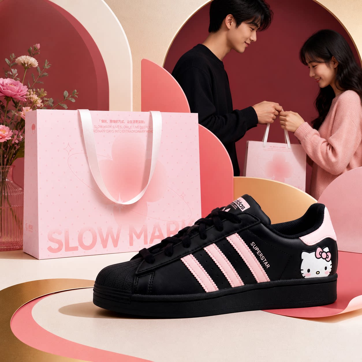 阿迪达斯adidas女朋友情人节七夕生日礼物送礼情侣运动板鞋贝壳头