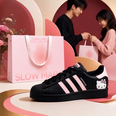 阿迪达斯adidas女朋友情人节七夕生日礼物送礼情侣运动板鞋贝壳头