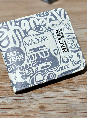 Mackar潮牌短款钱包卡通男士大学生零钱包情侣折叠卡包迷你钱夹女