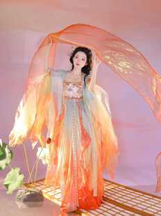 兰若庭原创【红绫】国风重工刺绣诃子裙大袖衫花瓣裙汉元素春夏季