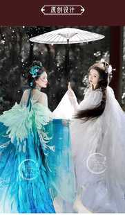 涂七七【异色孔雀&白孔雀】神话系列重工刺绣诃子裙大袖衫汉服女