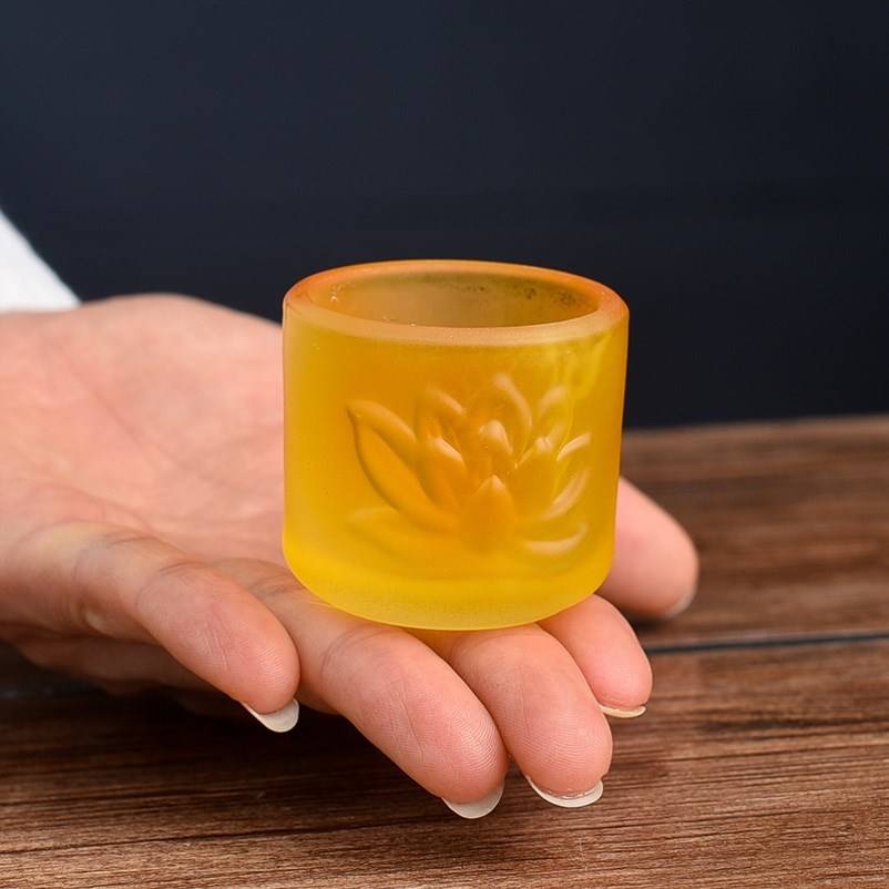 供水的杯子菩萨净水杯佛前佛具用品大全琉璃莲花杯拜神杯圣水杯