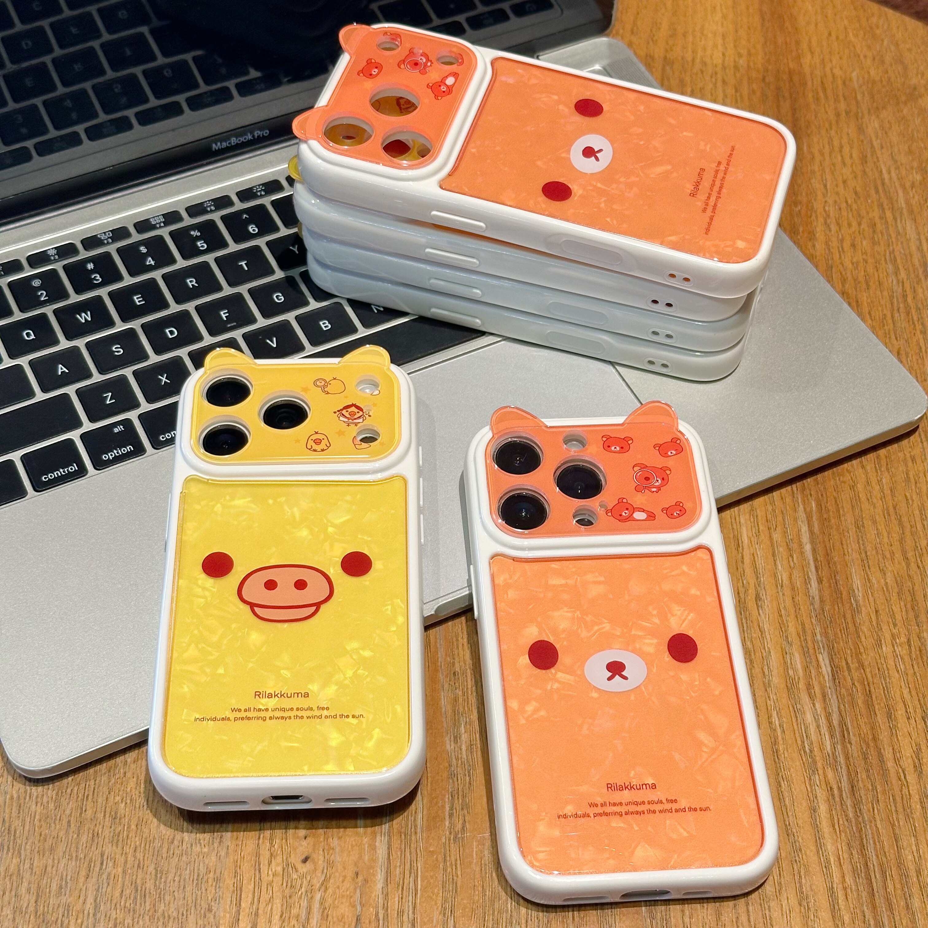 可爱小鸭子小熊表情贝壳纹适用苹果17Pro手机壳立体耳朵iphone16promax新款15Pro女全包16Pro防摔17卡通套15