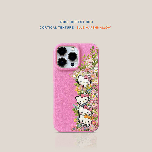 花丛猫咪适用苹果17/16promax手机壳iPhone15/14/13高颜值皮纹vivoS50华为p70荣耀500小米17PROoppo红米K80套