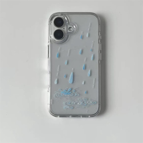 全机型简约水面蓝色雨滴硅胶软壳