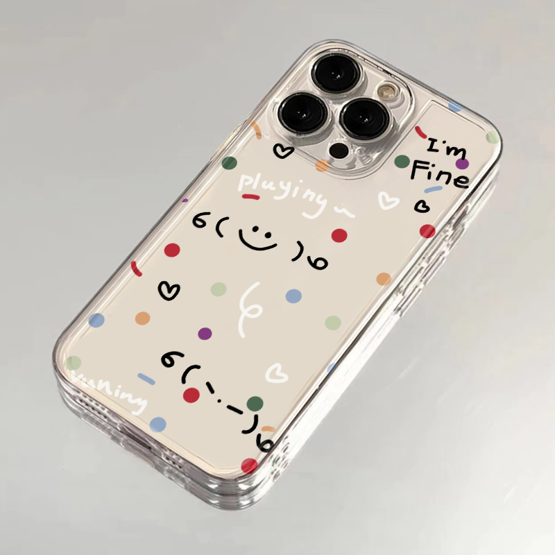 全机型硅胶软壳简约笑脸彩色波点