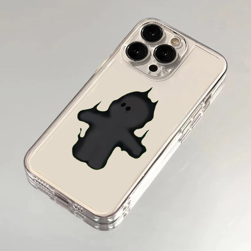 黑色火焰小人适用苹果13手机壳iphone14/15红米k70华为p60新款nova8荣耀90个性潮牌vivox70oppoa93小米保护套