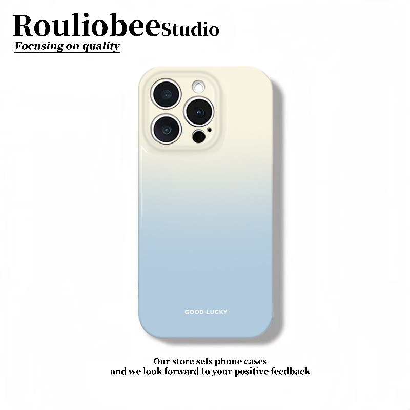 渐变晕染手机壳苹果18Promax华为vivo蓝白渐变晕染iPhone17/16小米15ins夏天OPPO简约英文菲林壳ins风适配14