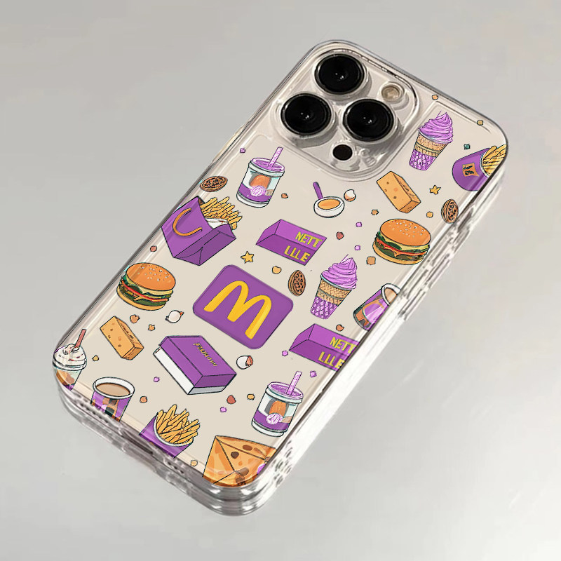 创意M记紫色汉堡套餐适用苹果14手机壳iPhone15promax新款13不撞壳12防摔11华为vivoiqoo荣耀oppo小米14红米