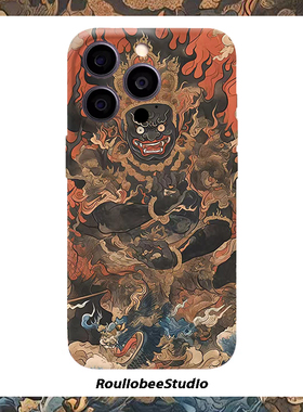 大黑天神适用苹果17菲林手机壳iPhone16Promax新款华为pura80小众OPPO全包reno14红米note15pro防摔vivos30
