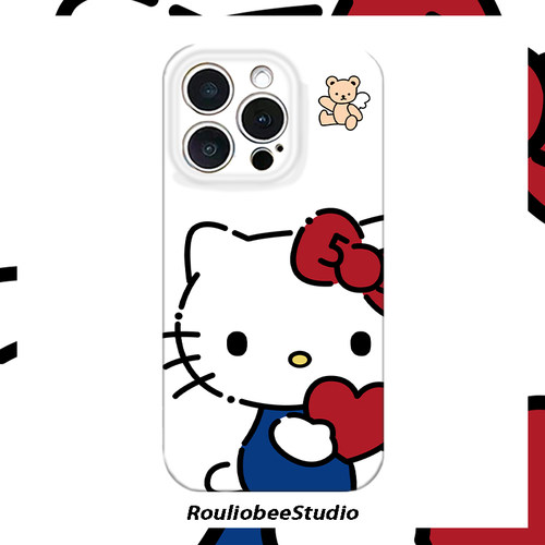 日韩卡通抱心猫咪适用苹果18promax手机壳iPhone17/16/15新款14菲林壳13华为PURA90vivoS60小米17红米K80oppo