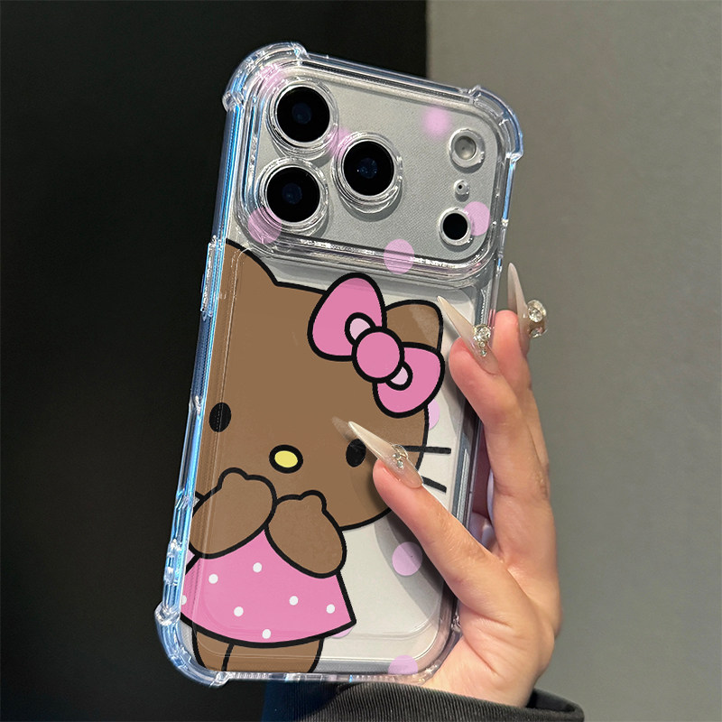 黑皮猫咪适用iphone17promax手机壳苹果16/15/14新款13华为mate70气囊防摔vivos30小米17oppo红米K80荣耀400