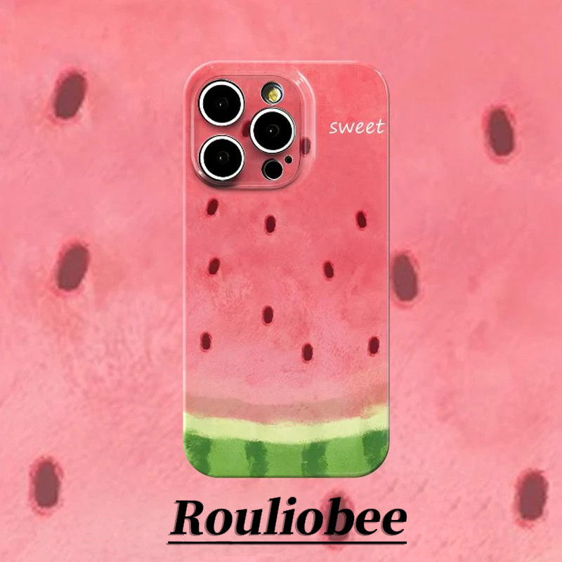 夏日水彩西瓜手机壳苹果17pro华为pura70小清新iPhone16Promax小米15简约vivo清凉OPPO夏天14超好看13适用12