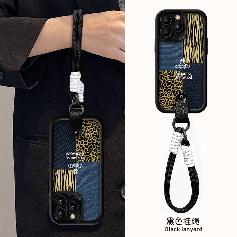 黑色豹纹元素星球适用苹果16promax手机壳iphone15/14新款13华为mate60pro女荣耀200腕带Reno12挂绳S19高级感