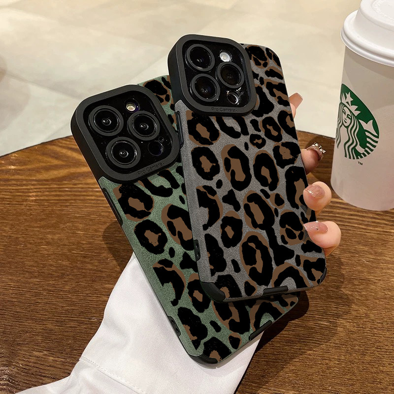 苹果秋冬咖色豹纹翻毛皮小众高级