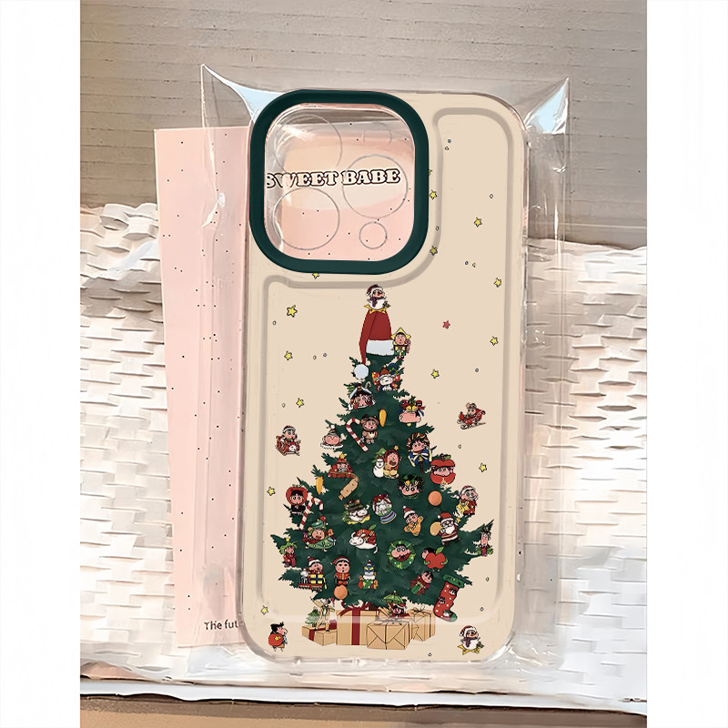 圣诞树手机壳苹果16华为mate60蜡笔小新iPhone15promax圣诞pura70小米14圣诞节OPPO主题vivo一加13系列50小新