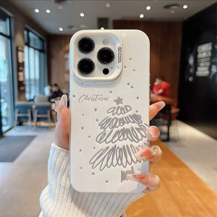 圣诞树涂鸦苹果手机壳17Air16promax小米15情侣iphone14华为mate70pura80荣耀vivo红米k90一加opporeno一加IQ