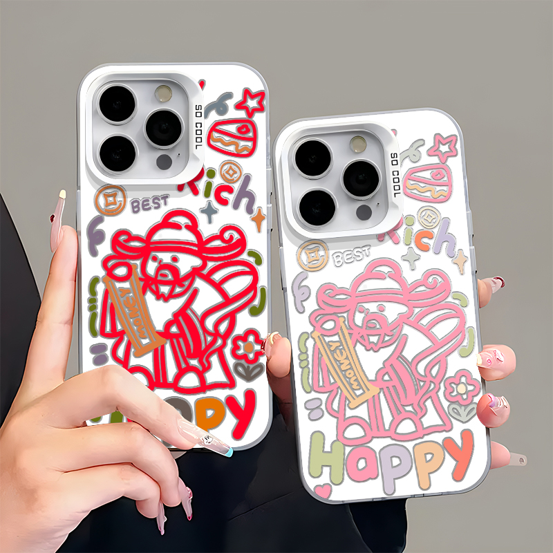 全机型彩银happy财神爷手机壳