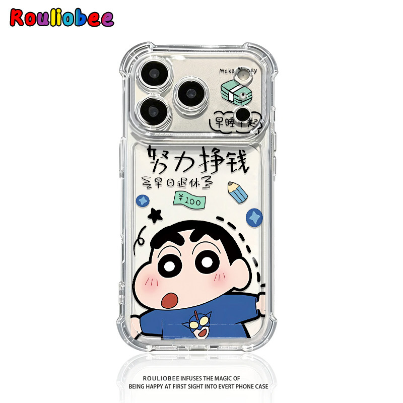 小新努力挣钱适用iphone17promax手机壳苹果16/15新款13华为mate70气囊防摔vivos30小米14oppo红米K80荣耀400