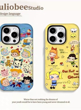 蓝色原田治奈良美智适用苹果16Promax二合一菲林手机壳iP15新款mate60pro创意pura70可爱OPPOReno13简约s20