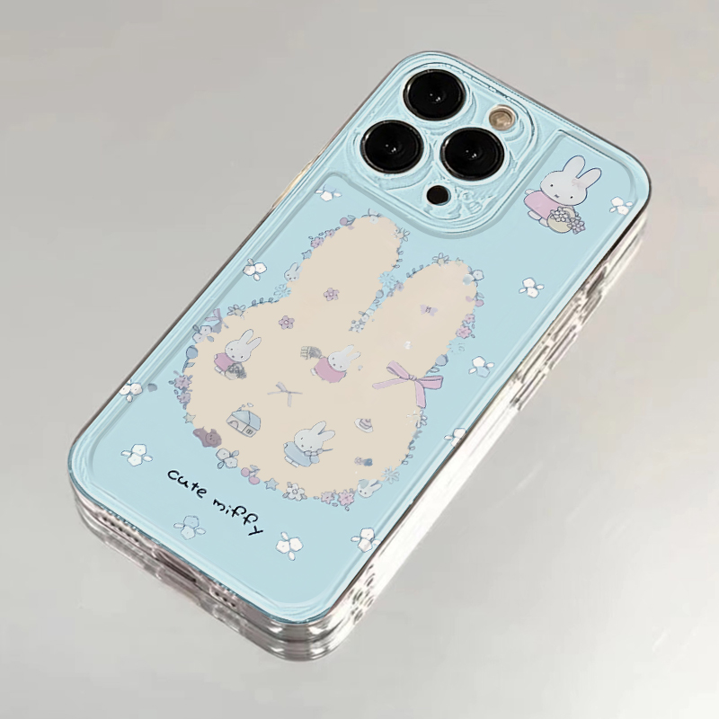 镂空蓝色米菲兔适用iPhone16promax手机壳苹果15华为mate60小米14新款Pura70高级nova13红米K80荣耀90reno12