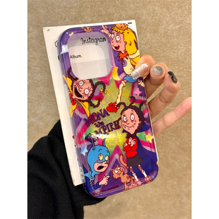 ins風紫色魔女蒙娜適用iphone15promax蘋果16手機殼14新款 13高級12華為榮耀vivoiQOO小米紅米oppo防摔保護套