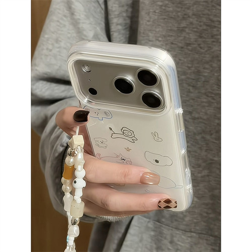 小众ins可爱线条小动物适用苹果17promax手机壳iPhone16新款15双层壳13华为P70荣耀400vivo小米14红米K80oppo