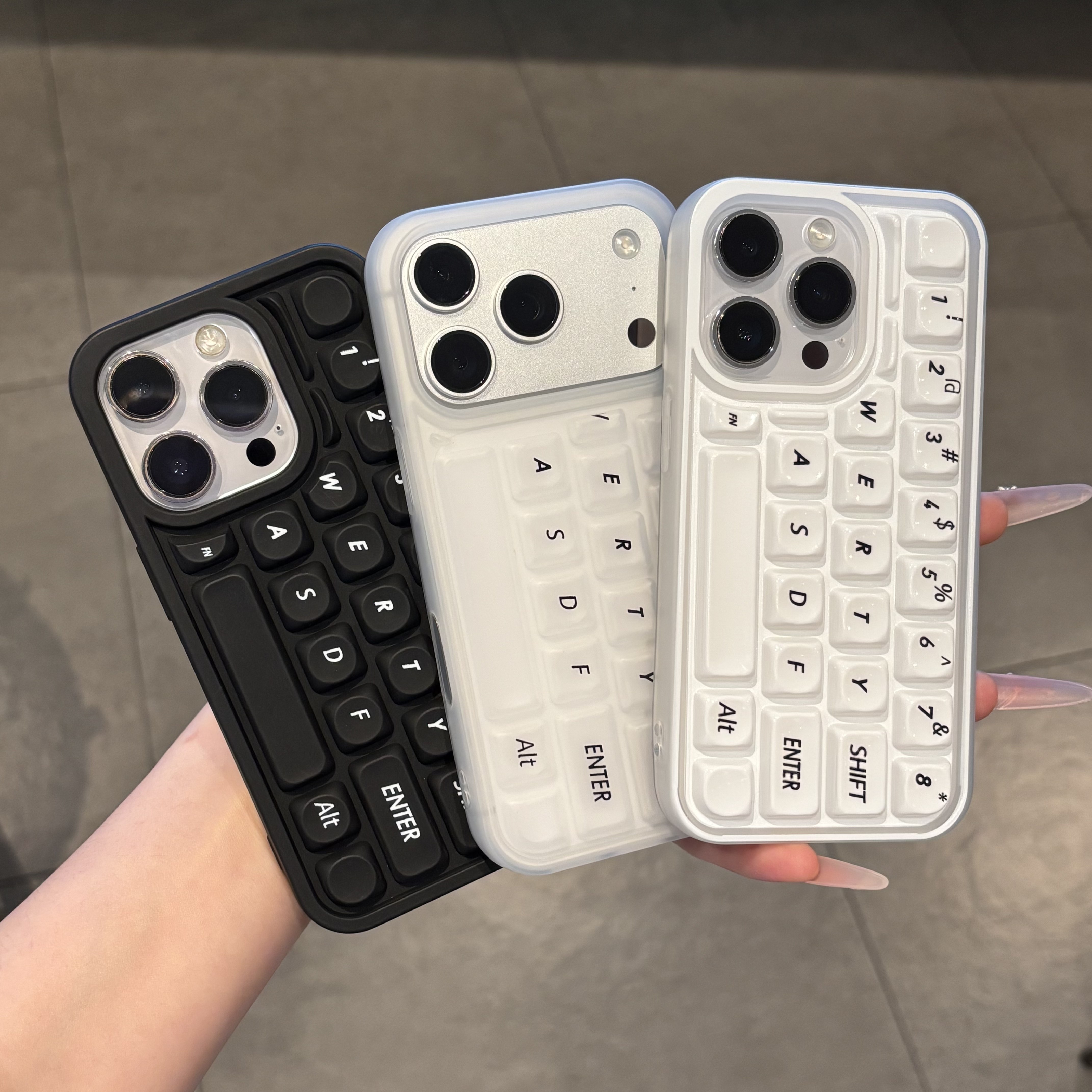 简约立体键盘字母适用iPhone17/18PROMAX手机壳15/16PRO软壳14新款13P透明保护套创意全包个性文字图案时尚12