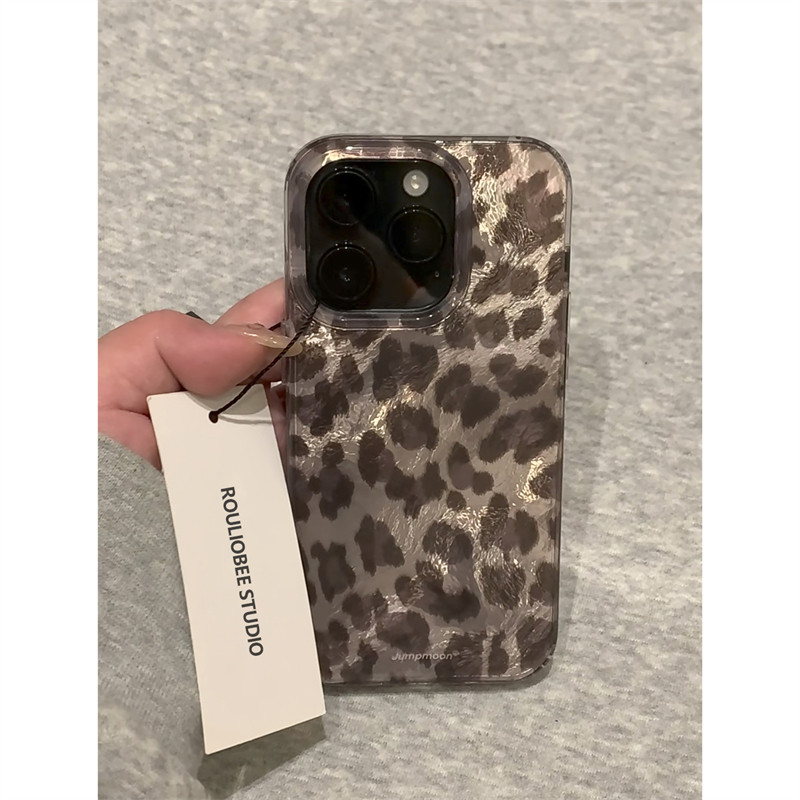 高级感秋冬棕色豹纹适用苹果17promax手机壳iPhone16/15新款13冰川纹12华为P70荣耀400vivo小米14红米K90oppo