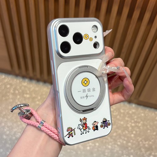 一路吸金旋转支架秒变18适用苹果17手机壳iPhone16/14PROMAX新款华为PURA90简约MATE80创意VIVOS50情侣RENO15