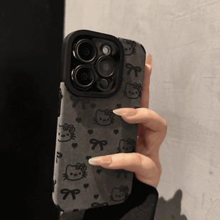 12高级感17超火小众全包保护套女 14网红爆款 小众线条蝴蝶结适用苹果15promax手机壳新款 iPhone16pro翻毛皮13