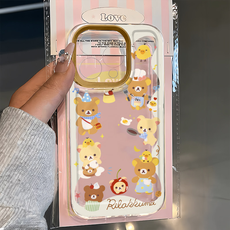 可爱煎鸡蛋小熊厨师适用苹果16promax手机壳iPhone15plus华为pura70小米14保护套11xr荣耀opporeno12/13/xs/x