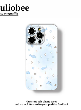 海底蓝色小鲸鱼适用苹果17promax手机壳华为mate60pro新款OPPOReno14菲林vivos30全包荣耀400卡通小米15防摔