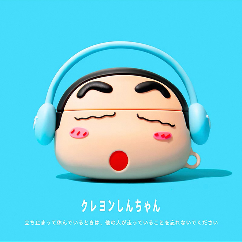 可爱耳机蜡笔小新适用苹果新4代airpods蓝牙无线耳机保护套airpods1/2/3硅胶软壳airpodspro2三代女新款小众