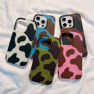 韩系ins秋冬个性 15双层壳13华为P70荣耀400vivo小米14红米K80oppo 奶牛纹适用苹果17promax手机壳iPhone16新款