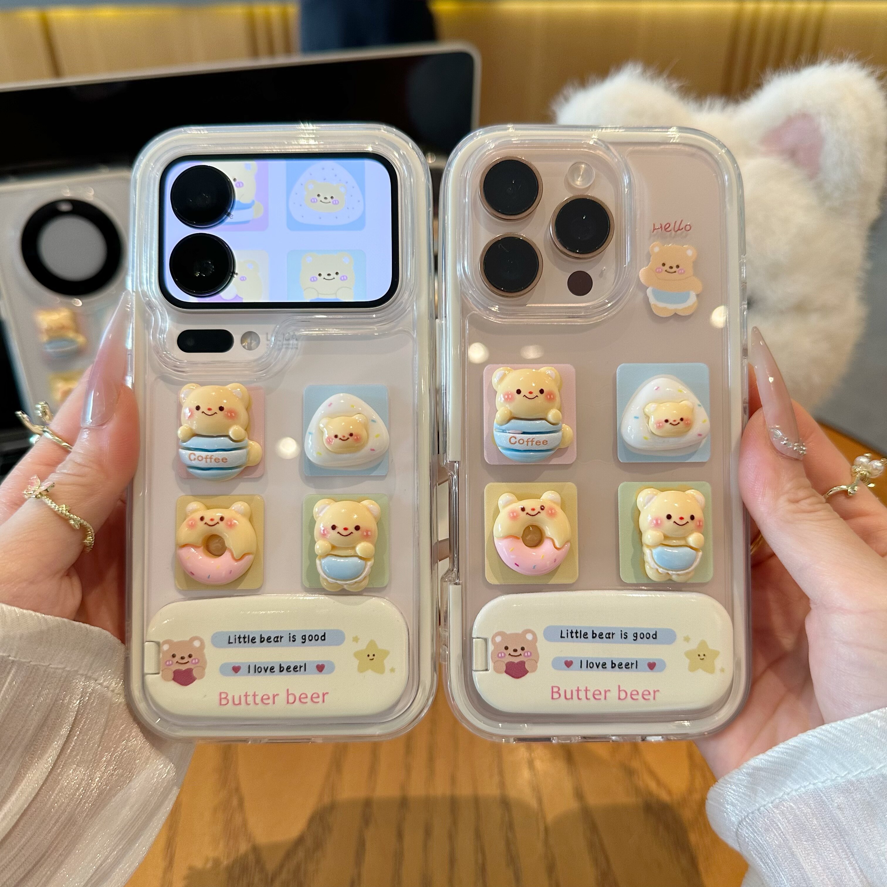 黄油小熊支架适用苹果17手机壳iPhone16promax新款华为Pura80pro可爱mate60女OPPORENO15防摔VIVOs50小米1413