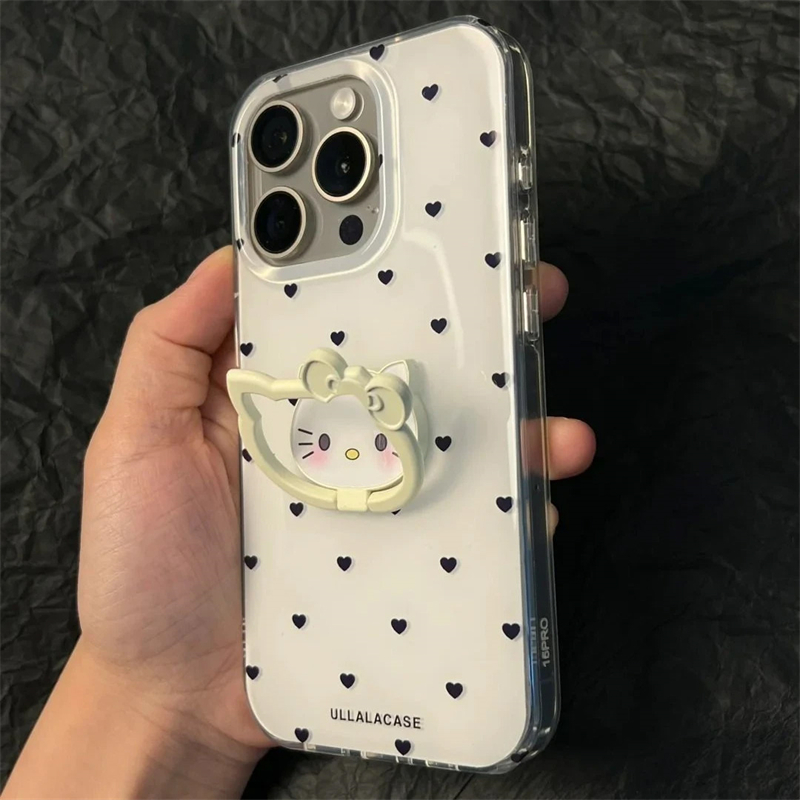 ins满屏爱心蝴蝶结凯蒂猫支架适用苹果15promax手机壳iPhone16新款13高级感12华为P70荣耀vivo小米14红米oppo
