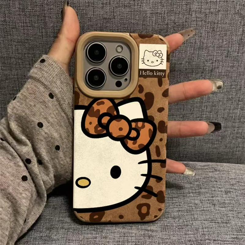 全机型豹纹半脸kt翻毛皮手机壳