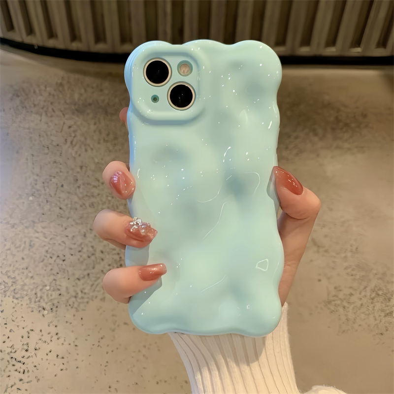 韩风温柔纯色陨石纹适用iPhone16plus手机壳苹果12promax全包11女15promax波浪个性14promax简约防摔软13保护
