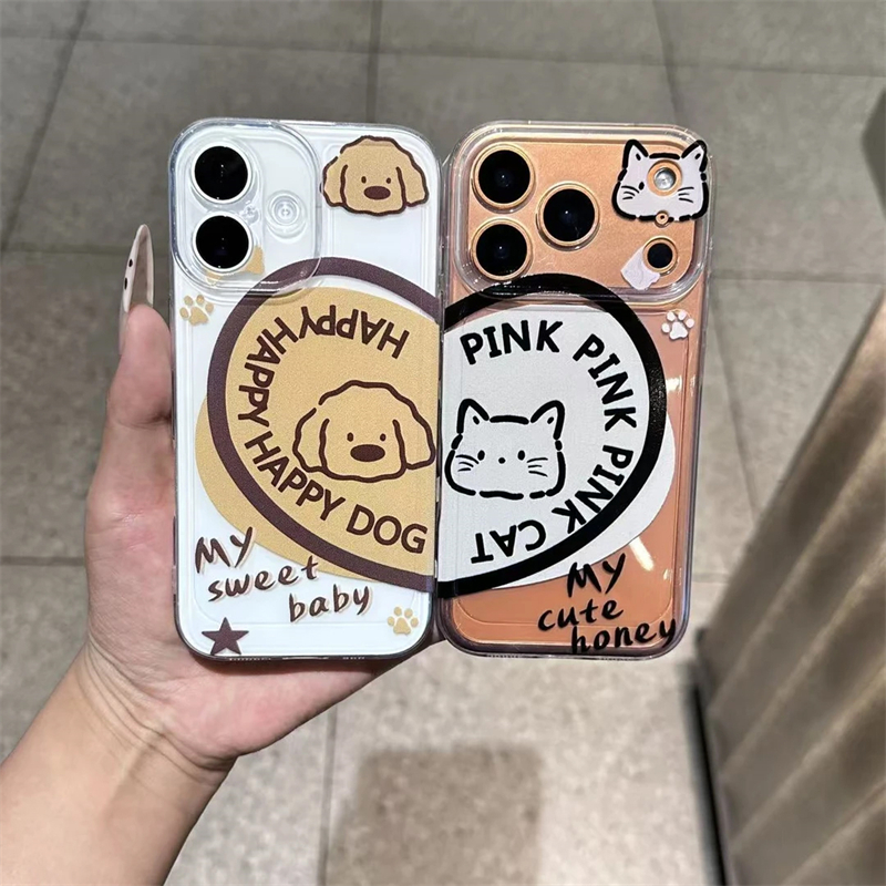 情侣爱心猫狗适用iphone17promax手机壳苹果16/15/14新款13华为mate70创意vivos30小米17oppo红米K80荣耀400