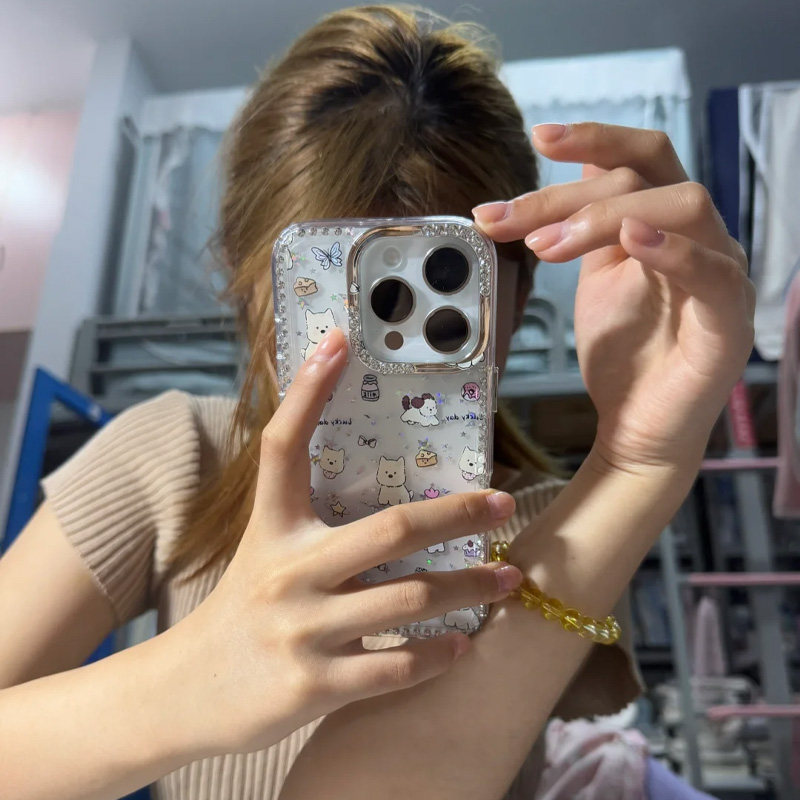 西高地小狗闪钻镭射适用iPhone13promax手机壳苹果16promax女15/14plus新款11/12promax防摔16保护套15promax