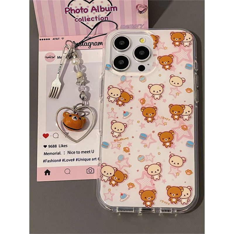 韩系y2k粉星星轻松熊适用苹果15promax手机壳iPhone16新款13双层壳12华为P70荣耀400vivo小米14红米K80oppo套