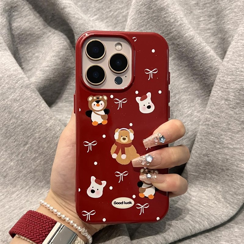 新年红色Jellycat小动物用苹果iPhone16ProMax手机壳15新款14情侣13小众女14promax新年16pro硅胶15pro高级感