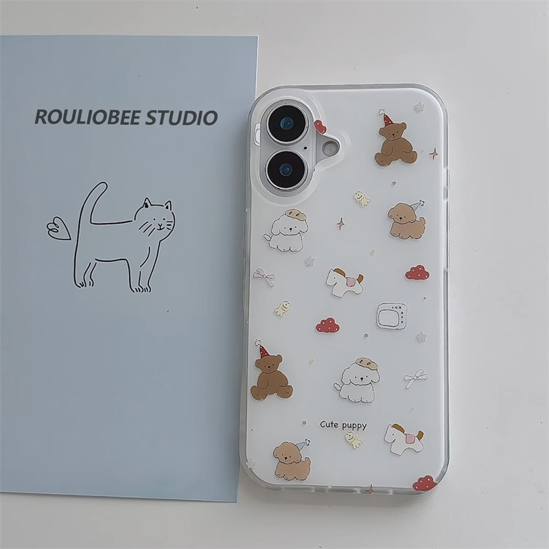 韩系ins可爱小狗小马适用苹果17promax手机壳iPhone16新款15双层壳13华为P70荣耀400vivo小米14红米K80oppo