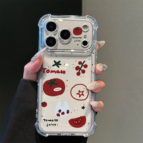 泼墨小番茄适用iphone17promax手机壳苹果16/15新款13华为mate70气囊防摔vivos30小米14oppo红米K80荣耀400
