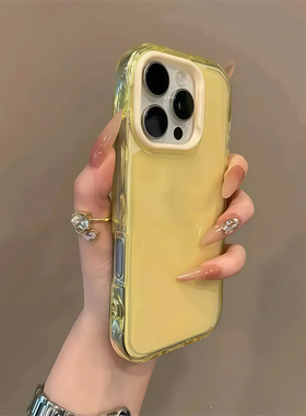 高颜果冻黄色果冻小胖妹适用苹果15手机壳iPhone16promax女新款15pro小众高级感14气质13pm小众防摔手机套12