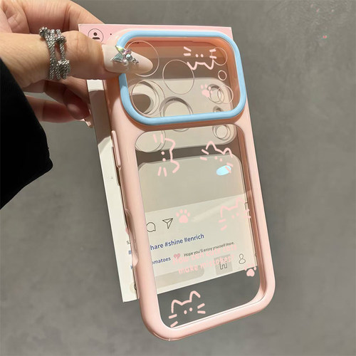 简约线条猫咪新款适用苹果17promax手机壳iphone16plus高级感ip15pro创意14可爱air全包13爆款12por防摔11套