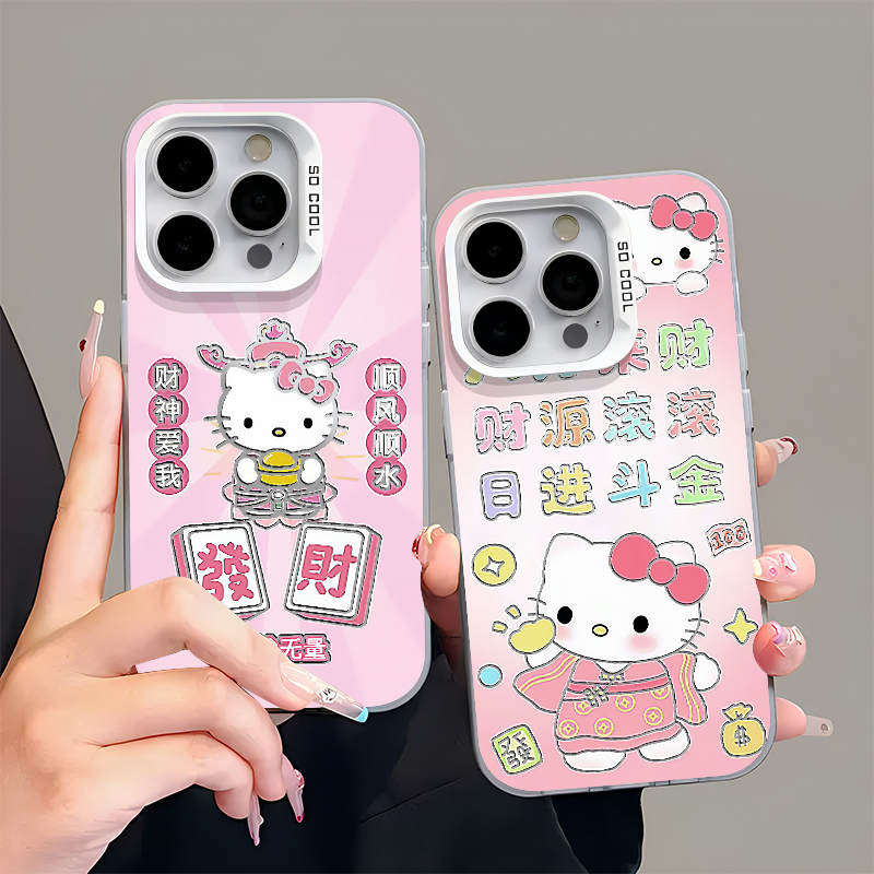 全机型彩银發财财神Kitty手机壳