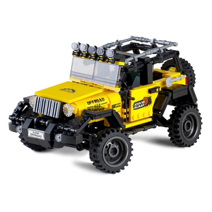 中国拼装积木可转向吉普越野车卡车汽车模型玩具益智力男孩子礼物