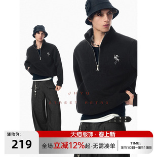 马年飞跃丨JHYQ春季飞马印花半拉链polo立领无帽卫衣休闲短款外套